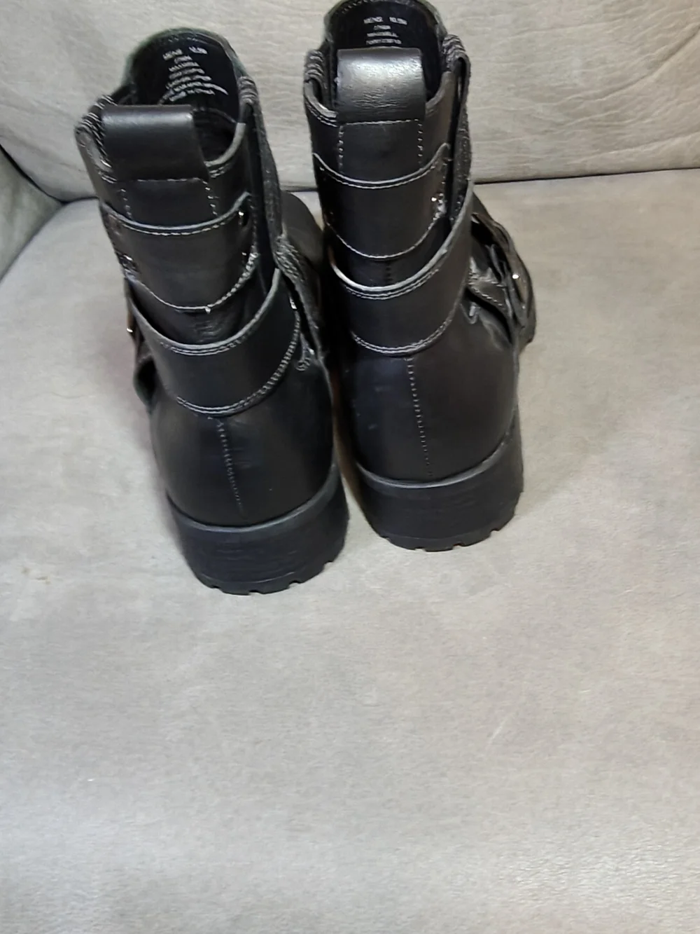 Men's Black Leather Buckle Ankle Boots
